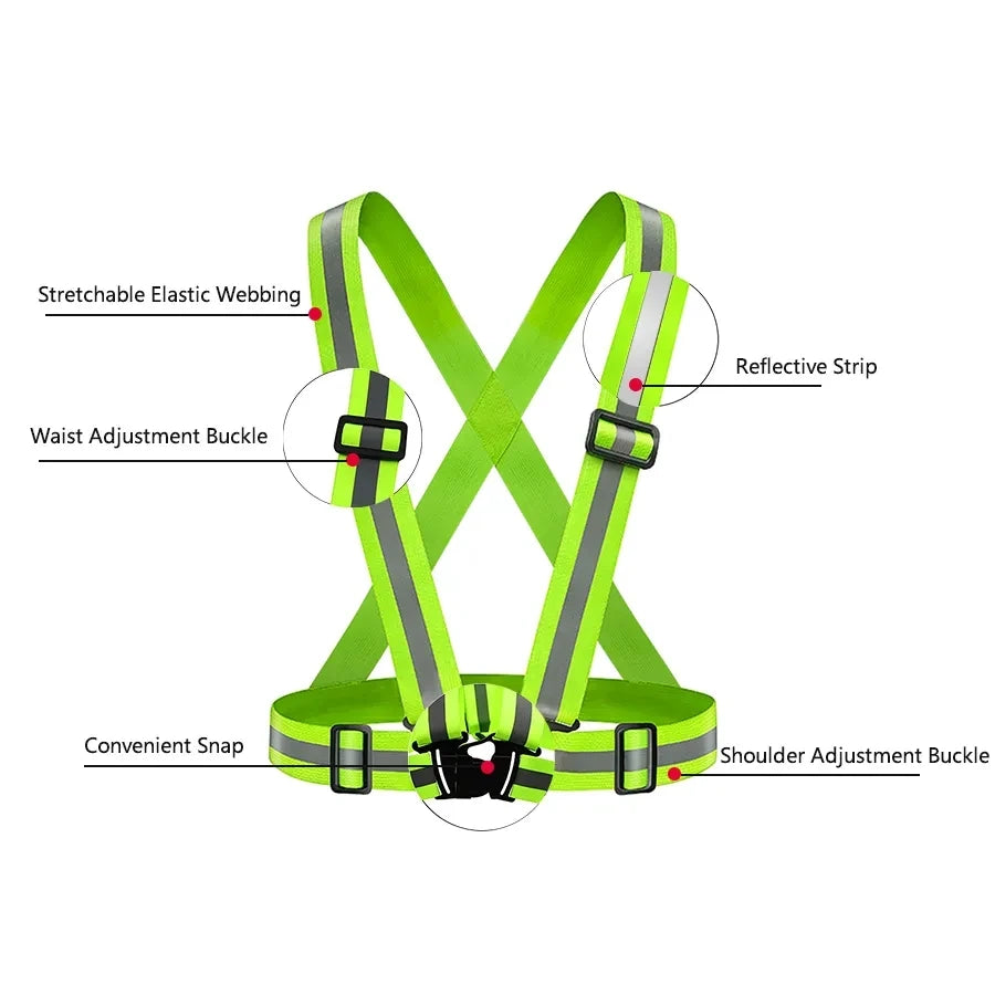 Adjustable Lightweight Reflective Vest for Outdoor Night Walking Biking Safety Gear Waterproof Running Safety Vests with Straps