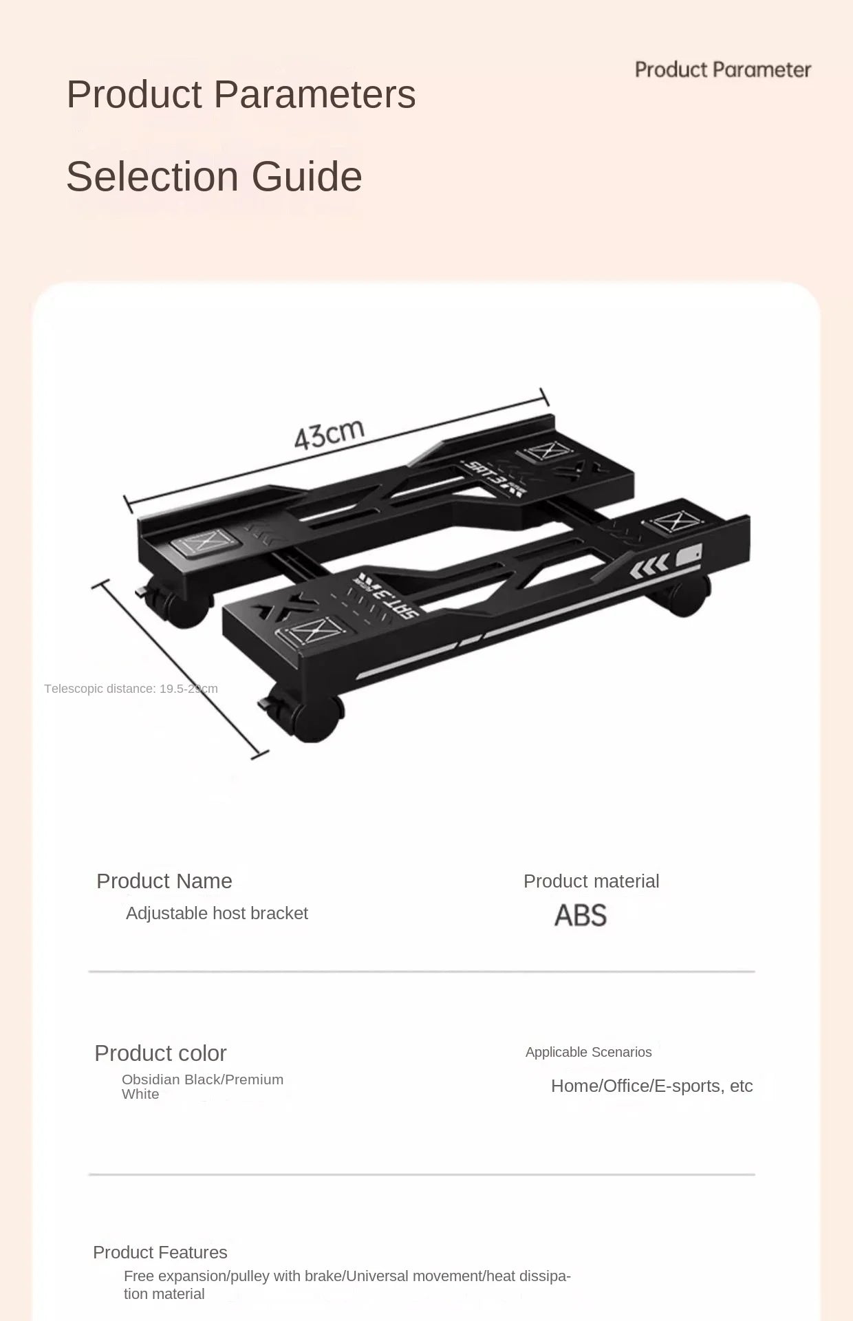 Mobile PC Tower Stand Adjustable Shelf Computer CPU Holder Telescopic Desktop Stand Computer Bracket Cart With Rolling Caster - Shoppiline