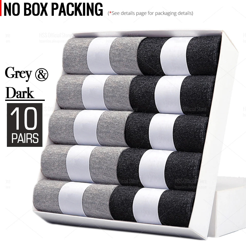 HSS Lot de 5/10 paires de chaussettes en mélange de coton pour hommes, noires, d'affaires, douces, respirantes, pour l'été et l'hiver, grande taille (6.5-14)