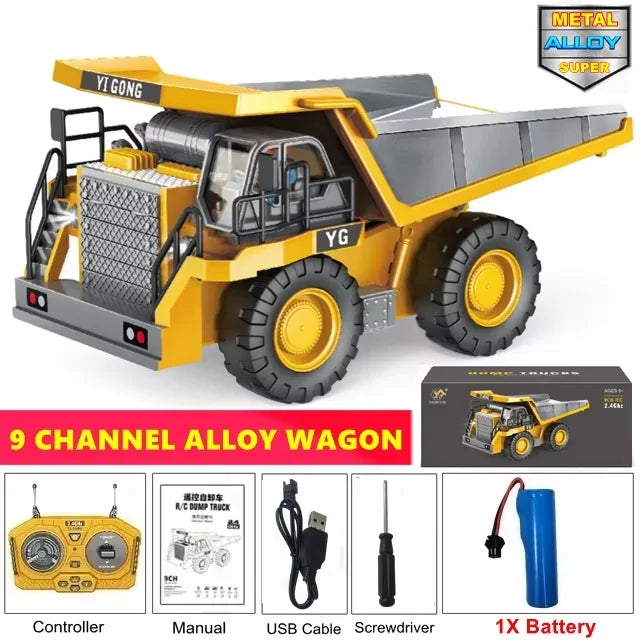 4WD Remote Control Excavator 4x4 Alloy Dump Truck Bulldozer Radio Model RC Car Construction Vehicle Toy Children Kids Gifts - Shoppiline