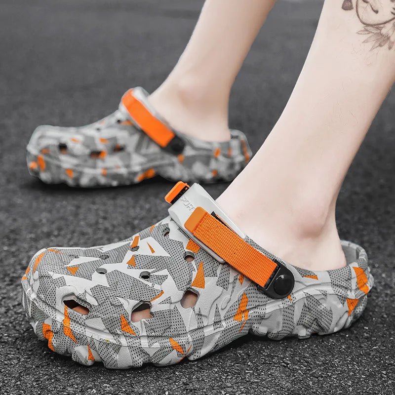 New Men's Clogs Slippers Sandal Male Garden Shoes Flat Camouflage Sandals Male Sneakers Outdoor Flip Flops Home Clogs - Shoppiline