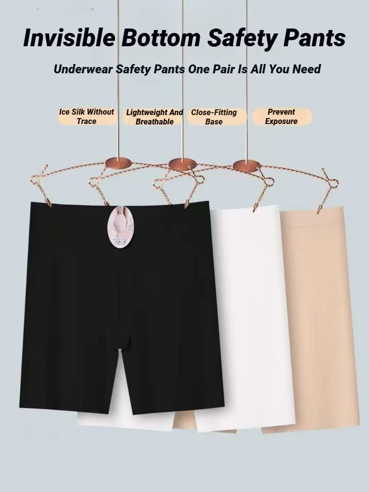 Seamless High Waist Shorts Panties For Women Tummy Control Hip Lift Ice Silk Safety Pants Sports Underwear Boyshorts Boxer