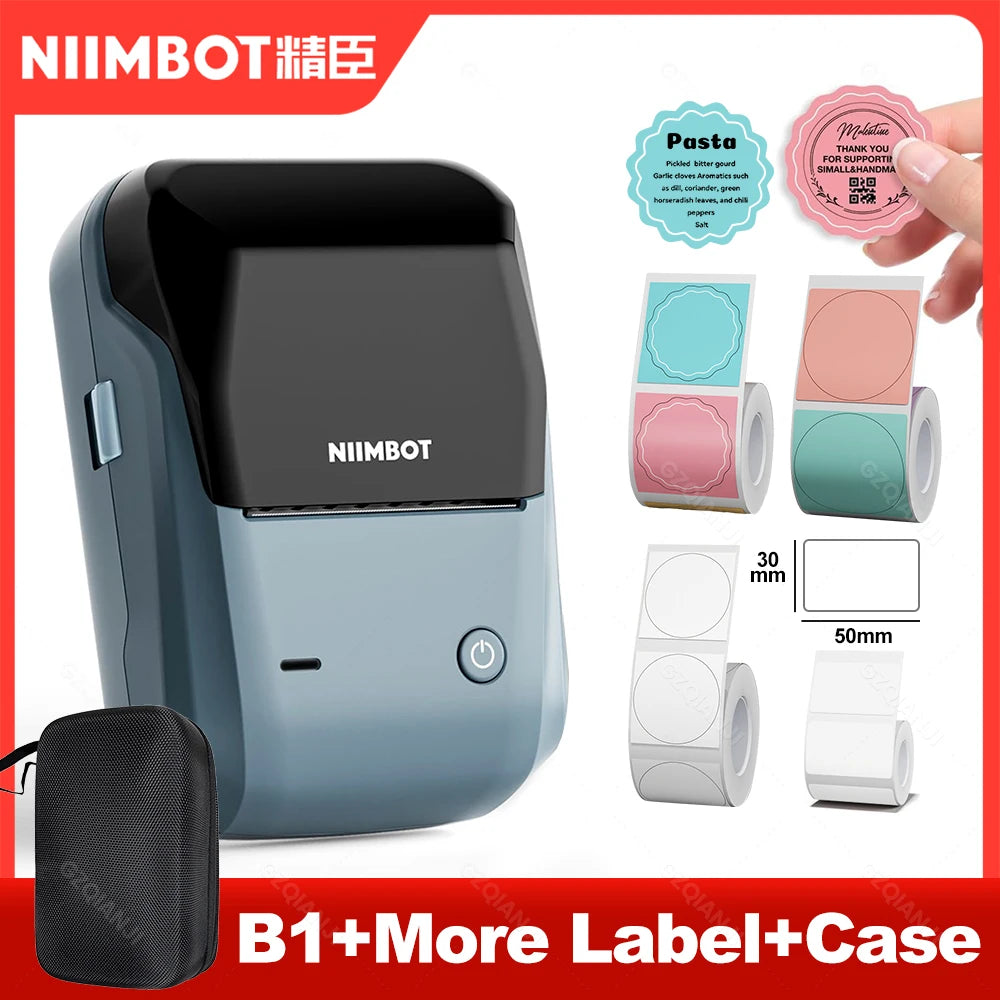 Niimbot B1 Mini Label Thermal Printer Portable Self-Adhesive Bluetooth Maker Machine For Round UV Tag Stickers Labels Rolls - Shoppiline