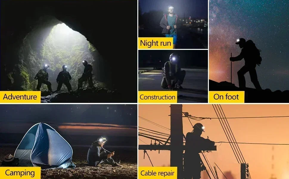 Induction LED Headlamp 1200Mah Rechargeable Waterproof Lightweight Flashlight Working Hiking Camping Running Portable Lantern