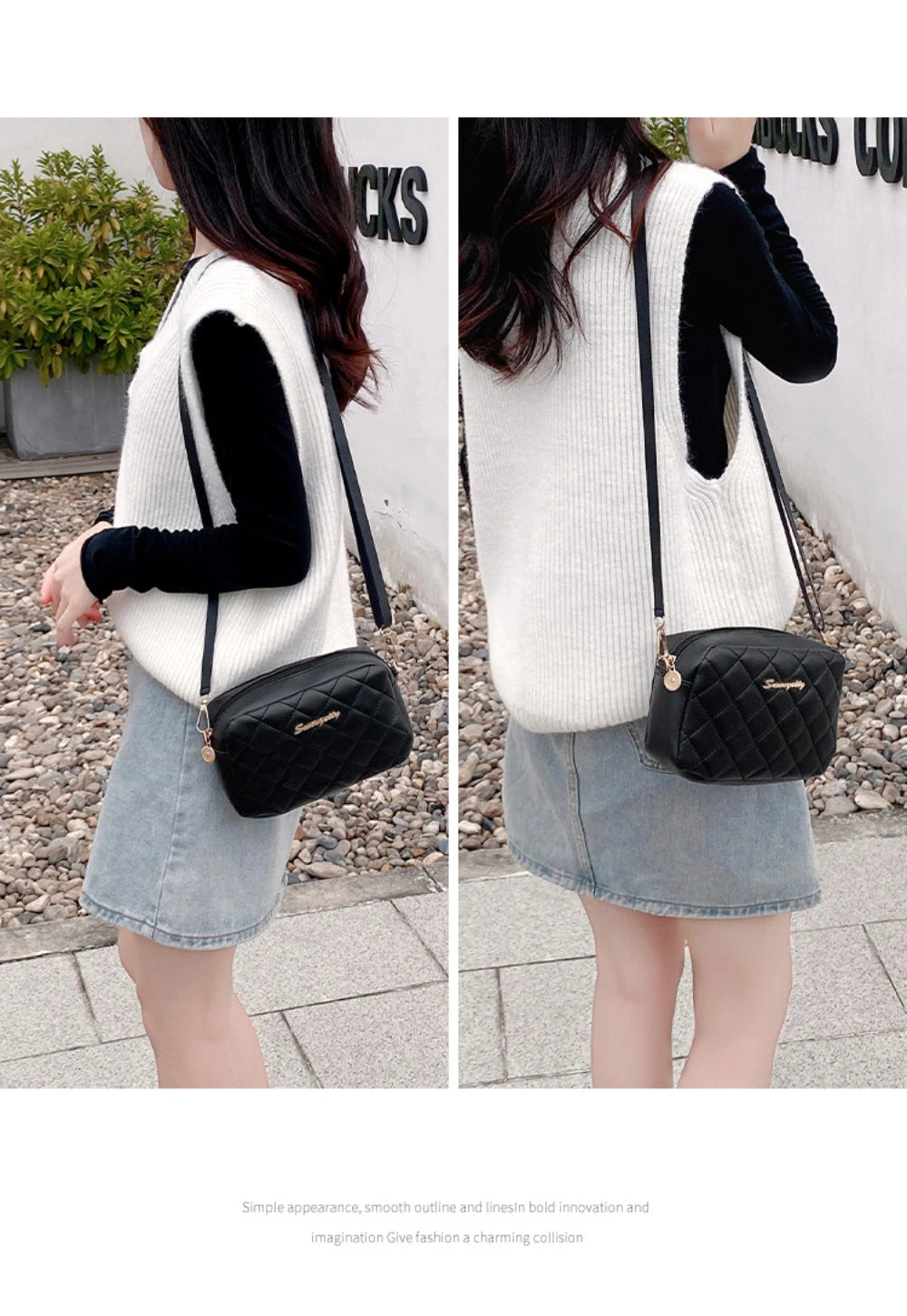 2024 Quaste Kleine Umhängetasche für Damen Trend Lingge Stickerei Kamera Damen Umhängetasche Mode Kette Damen Crossbody Taschen