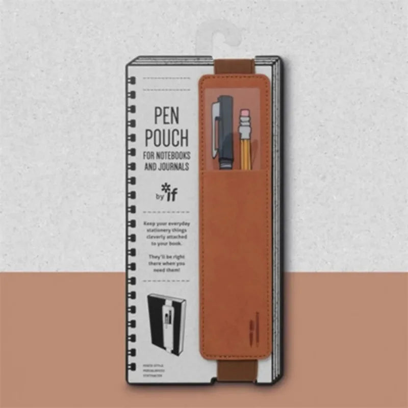 Pu Leather Pen Bag Elastic Buckle Book Notebook Fashion School Pen Case for Office Meeting Easy Carry Office Student Stationery