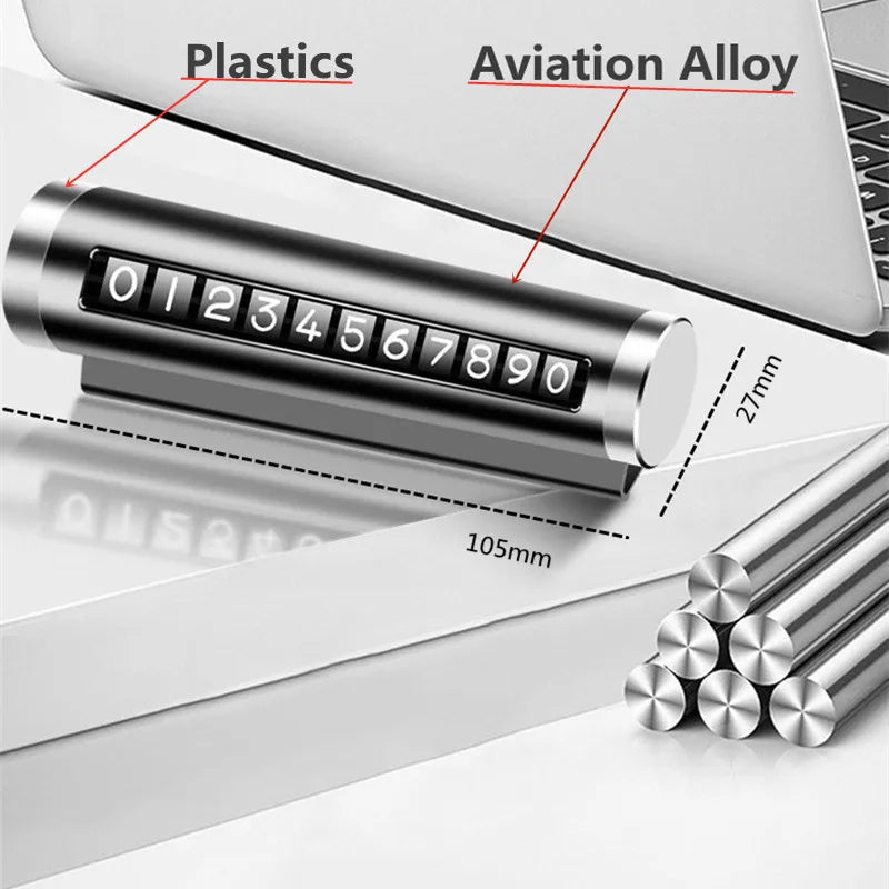 Universal Car Phone Number Plate Temporary Parking Card Aluminum Stickers Rotate Park Stop Temporary Parking Card Car Accessorie