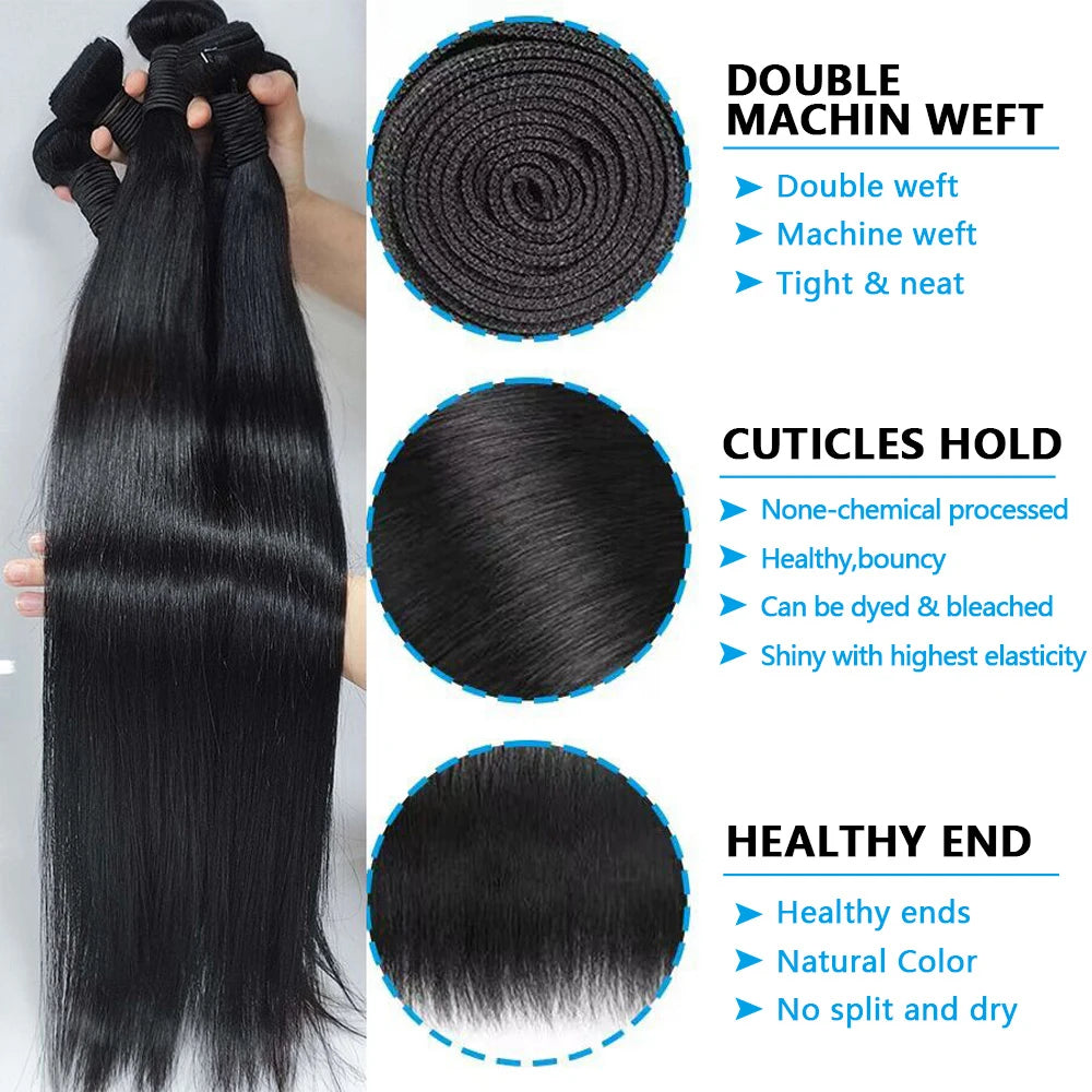 Straight Human Hair Bundles And Closure 2x6 Lace Closure Human Hair Bundles With 4x4 5x5 Closure Brazilian Raw Hair Bundles
