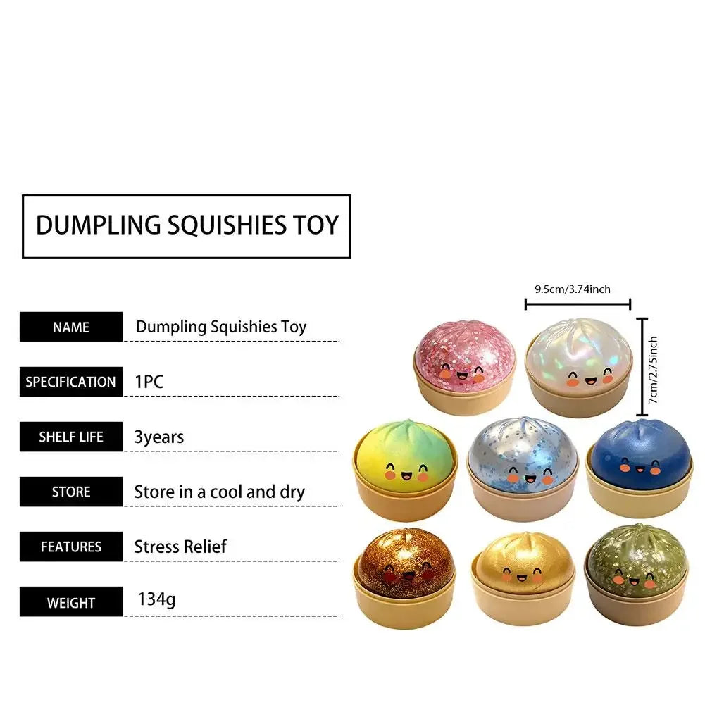 Realistic Giant Dumpling Squeeze Toy with Bamboo Steamer Soft TPR Dough Ball Decompression Fidget Toy Funny Creative Gift