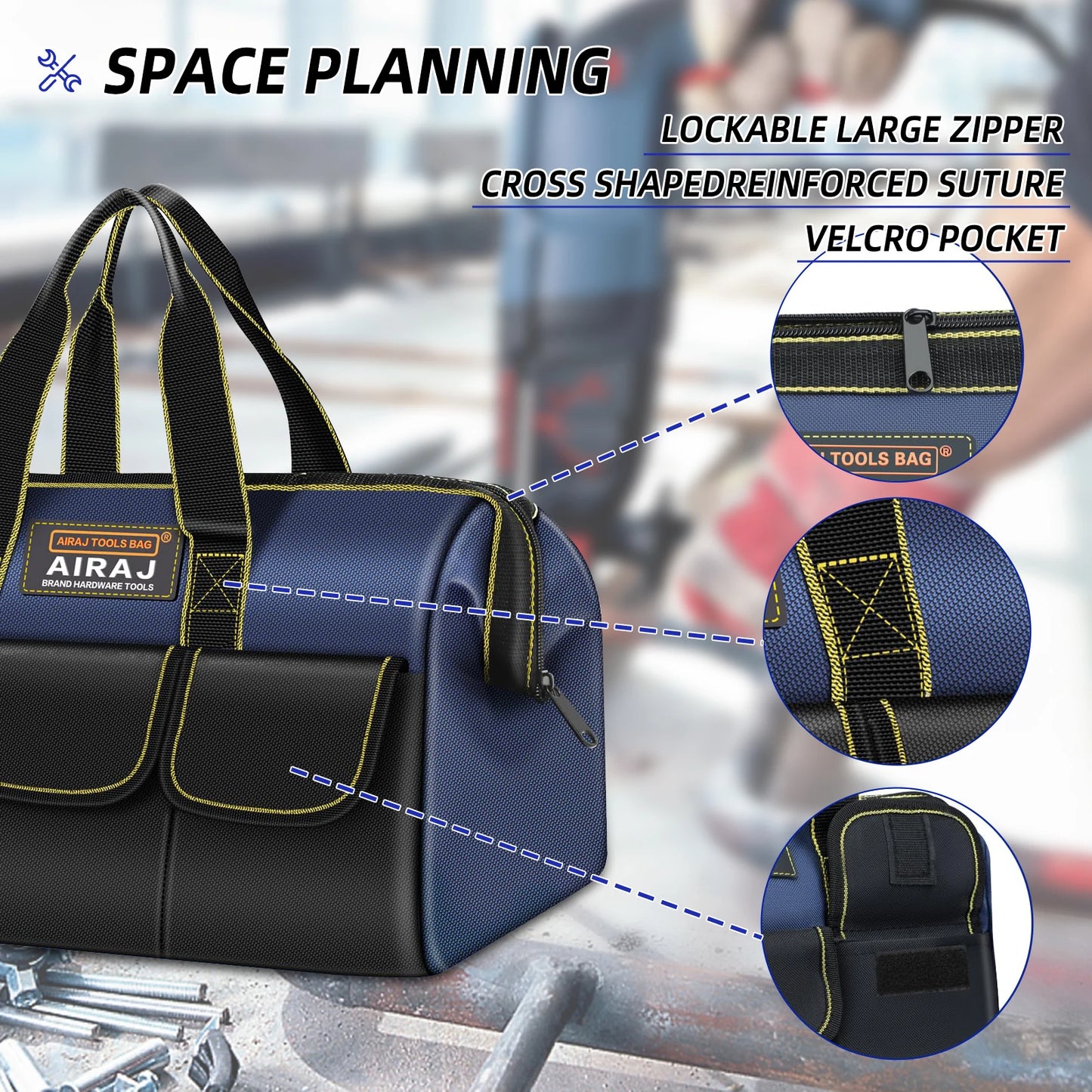 AIRAJ Multifunctional Tool Bags 1680D Oxford Cloth Electrician Bags Waterproof and Wear-Resistant High Capacity Storage Bags - Shoppiline