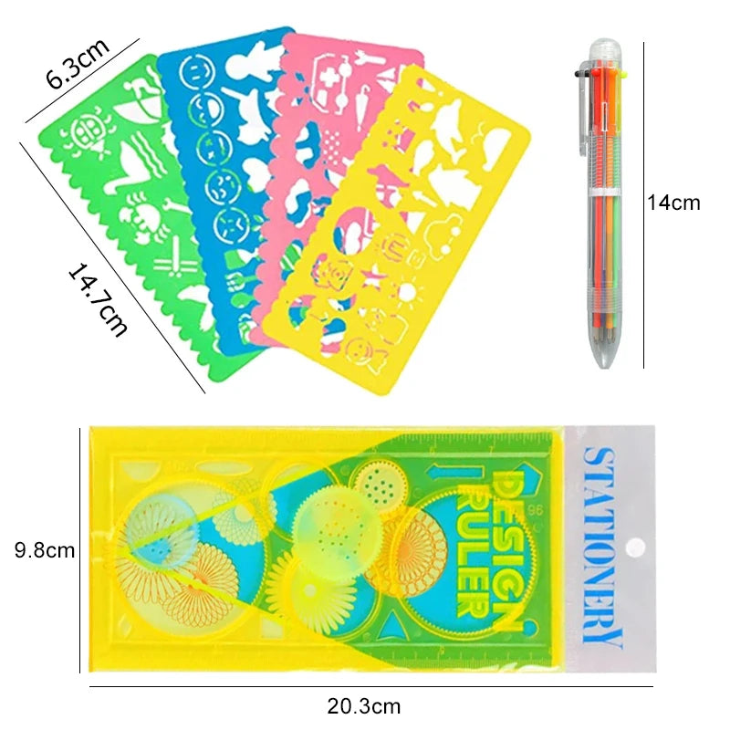 Spirograph Art Drawing Ruler Children DIY Handmade Painting Template Multifunctional Cartoon Color Developmental Toys Gifts TMZ