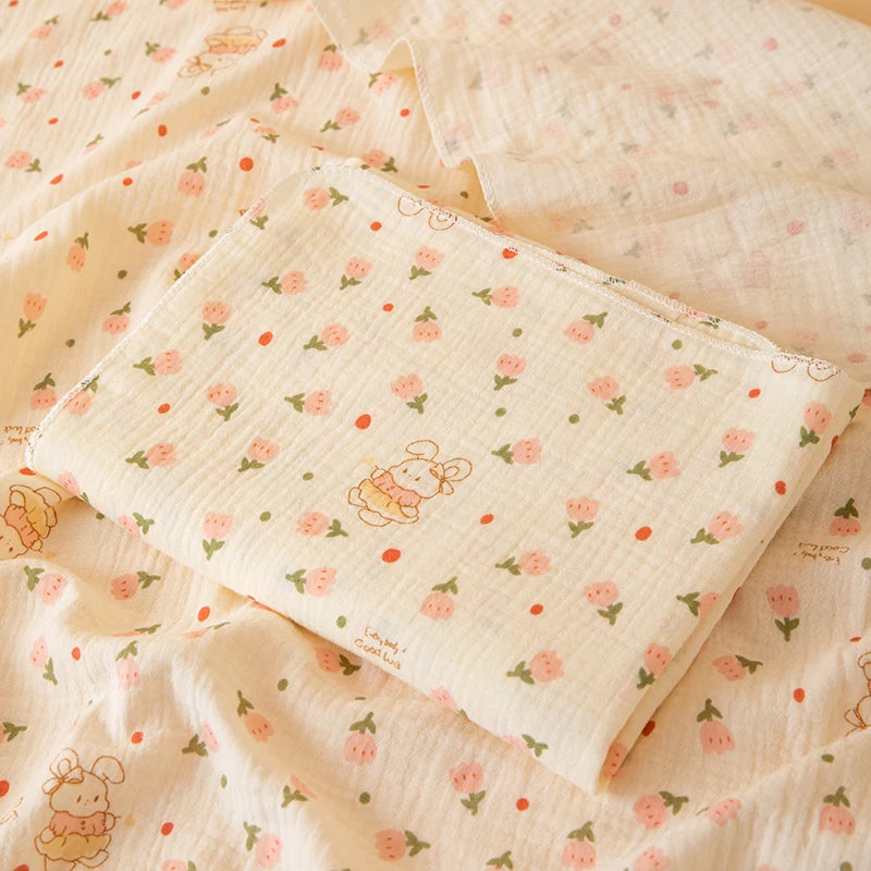 1 Piece of Baby Double-Layer Swaddle Blanket, Soft and Breathable, with Cute Patterns, Multifunctional Newborn Wrap Blanket, Baby Quilt, Baby Swaddle Sheet, Suitable for All Seasons