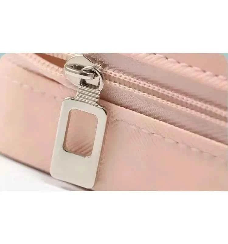 Solid Color PU Leather Material Jewelry Storage Box Travel Earrings Necklace Ring Organizer Case For Travel