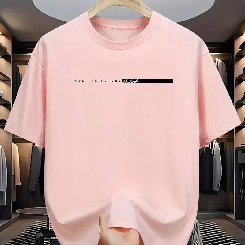 Unisex-Stil Sommer Herren 100 % Baumwolle Lässiges, locker sitzendes Rundhals Kurzarm Leichtes atmungsaktives T-Shirt Oberteil High Street