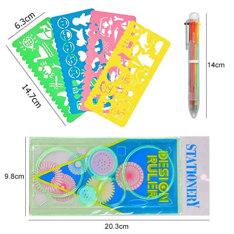 Spirograph Art Drawing Ruler Children DIY Handmade Painting Template Multifunctional Cartoon Color Developmental Toys Gifts TMZ