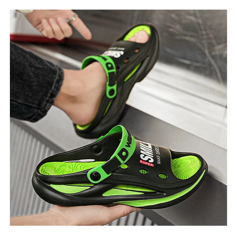 2024 Men's Outdoor Sandals Slippers Beach Comfortable Soft Sole Slide Clogs Casual Shoes Men Women Beach Sandals Big Size 46 47