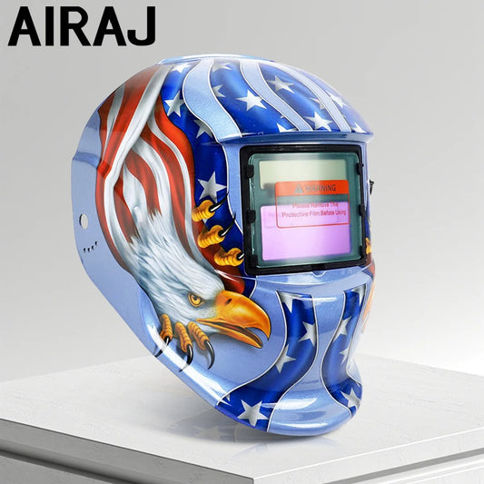 AIRAJ Welding Helmet Auto Darkening Welding Mask For TIG MIG ARC Welder Machine Large View True Color DIN9-13 93*42MM Vision - Shoppiline