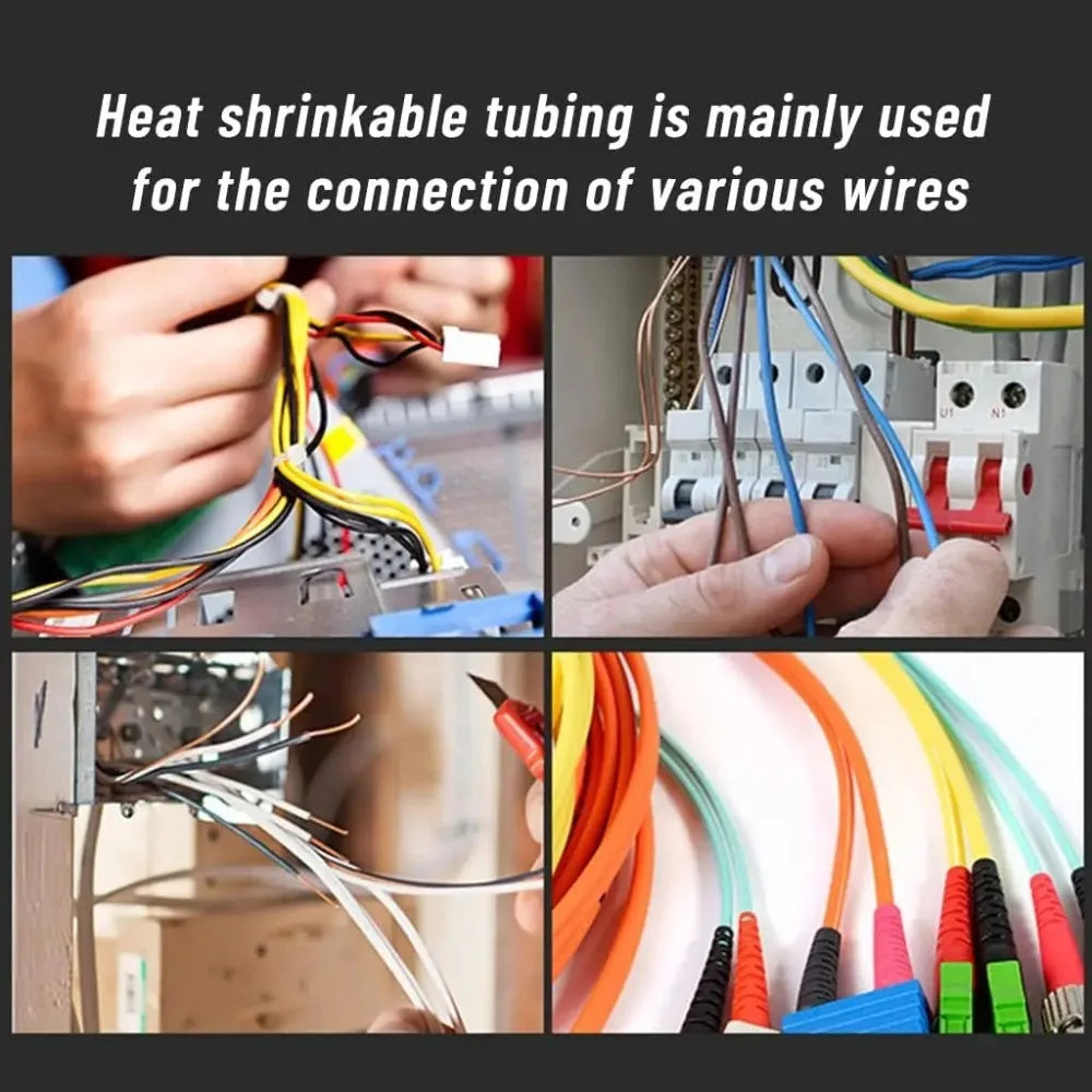 580PCS 2: 1 Cable Shrink Tube Kit Heat Assorted Pack Thermoretractile Insulation Sleeving Cable Wire Shrink Wrapping for DIY