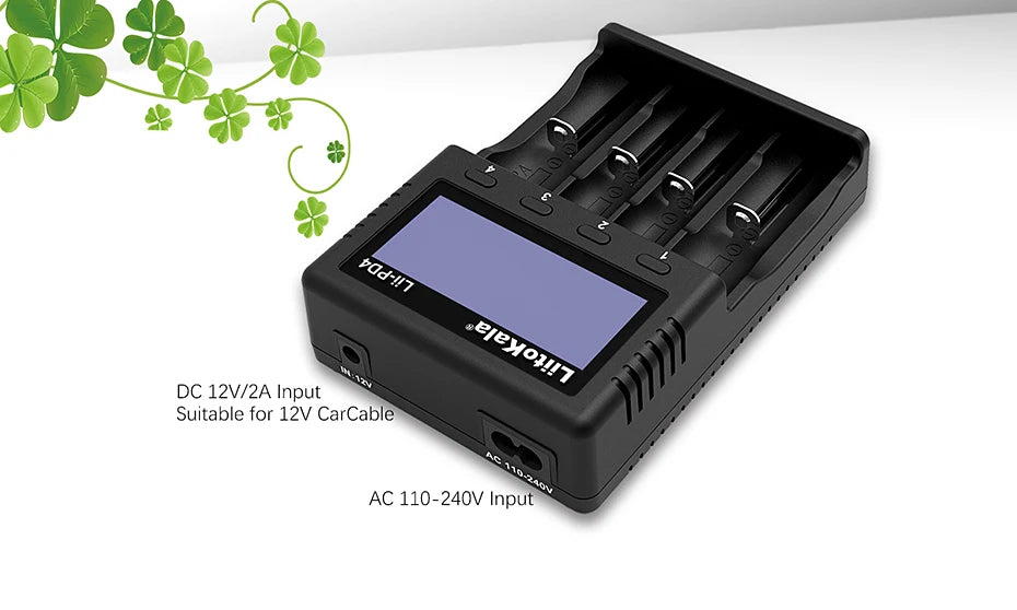LiitoKala Lii-PD4 AC PD Charger LCD Fast Charging 4-Bay for LiFePO4 3.2V 21700/18650/AA/AAA Multi-Protection Auto-Detect