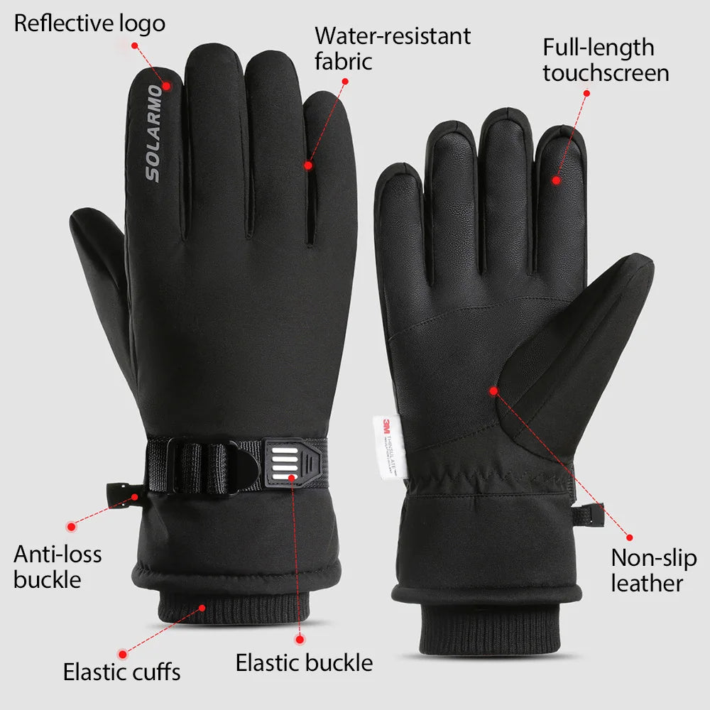 NEWBOLER Keep Warm Bicycle Gloves Full Finger Men Winter Autumn Windproof Cycling Glove Touch Screen MTB Road Bike Gloves