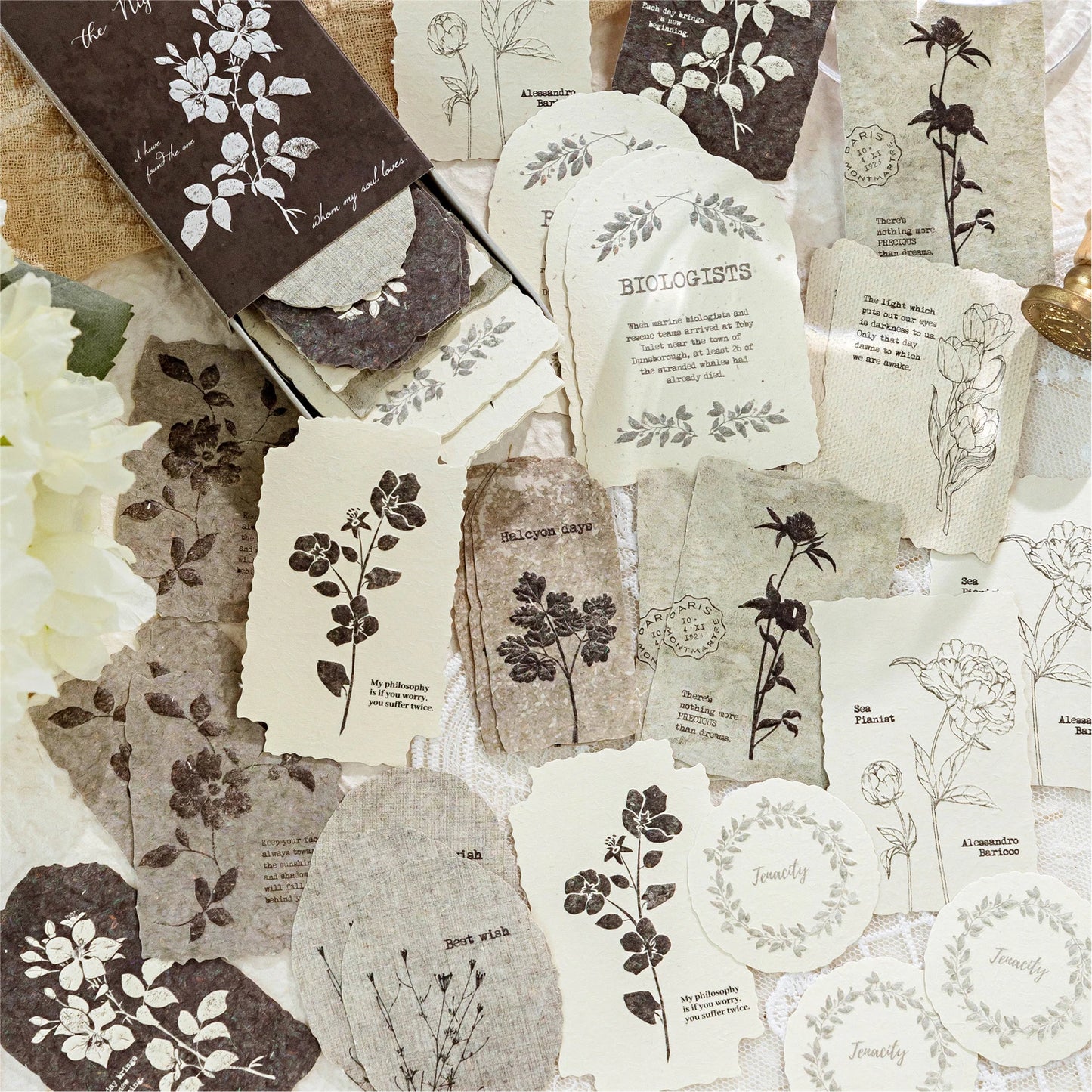 30 Sheets Sticker Pack Embossed Matchbox Style Scrapbooking Stickers for DIY Planner Journal Notebook Phone Case Decoration