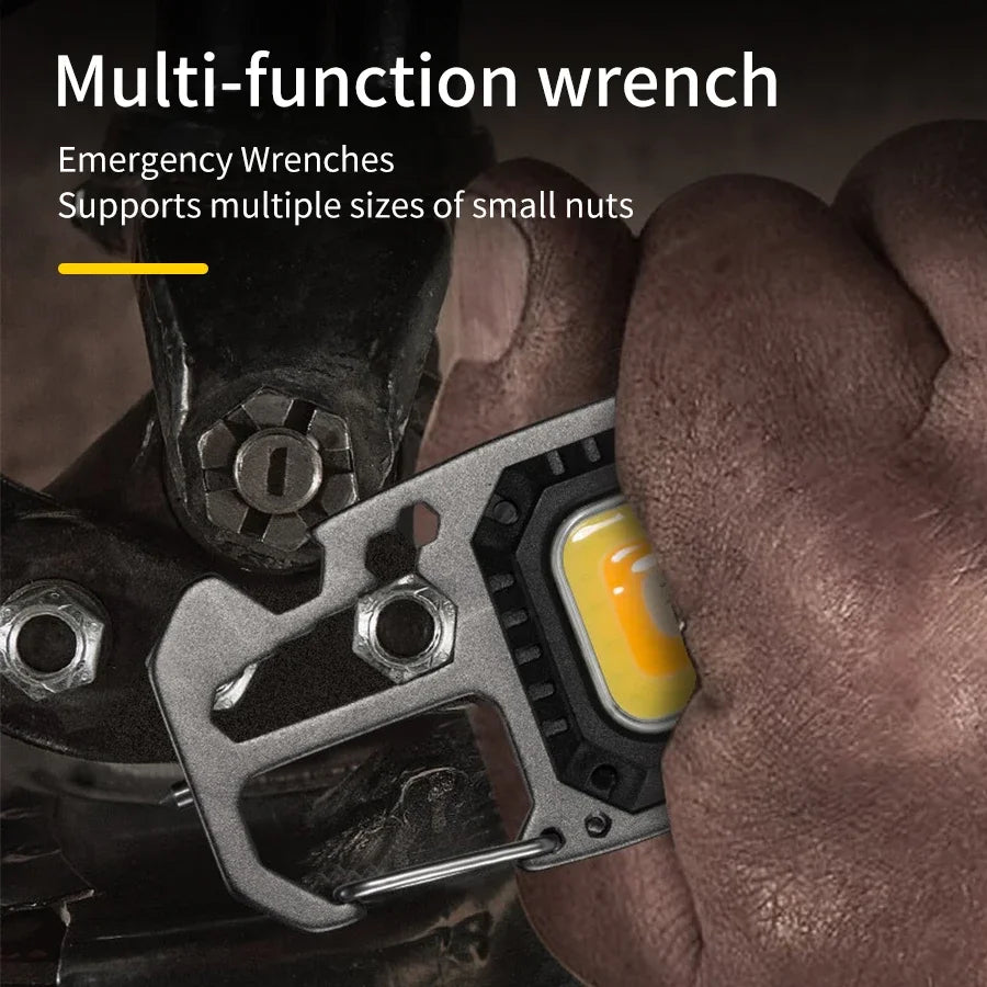 Ultra Small Mini LED Light Rechargeable Keychain Light Outdoor Camping COB Work Light Portable Pocket Wrench Screwdriver
