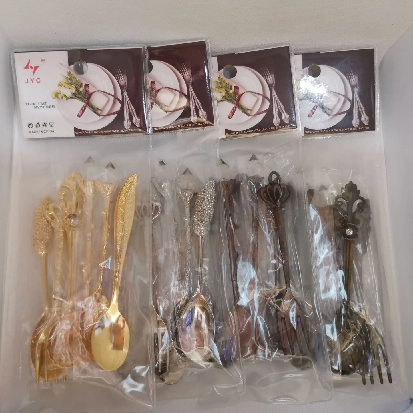 Vintage Court Coffee Spoon 6PCS/Set Ice Cream Spoon Jam Spoon Dessert Spoon Crystal Head Tableware Set Gift Crafts