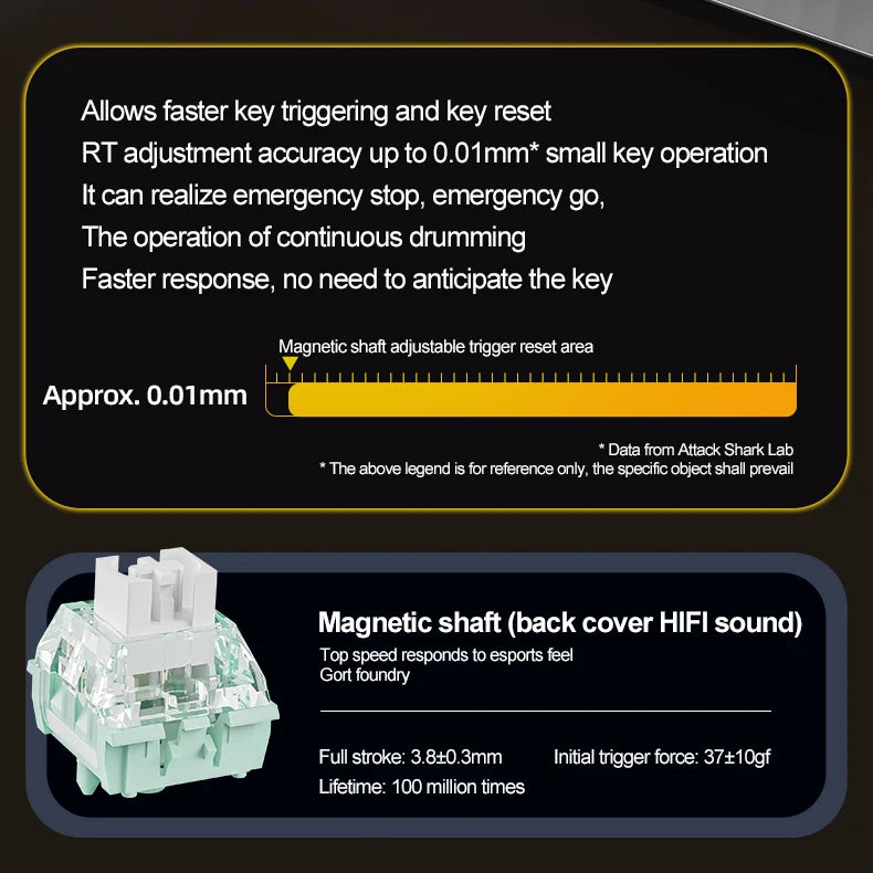 X68HE ATTACK SHARK X68PRO RGB Magnetic Mechanical Keyboard 0.01mm RT Accuracy 128K Rate 0.125ms and 8000Hz for E-sports