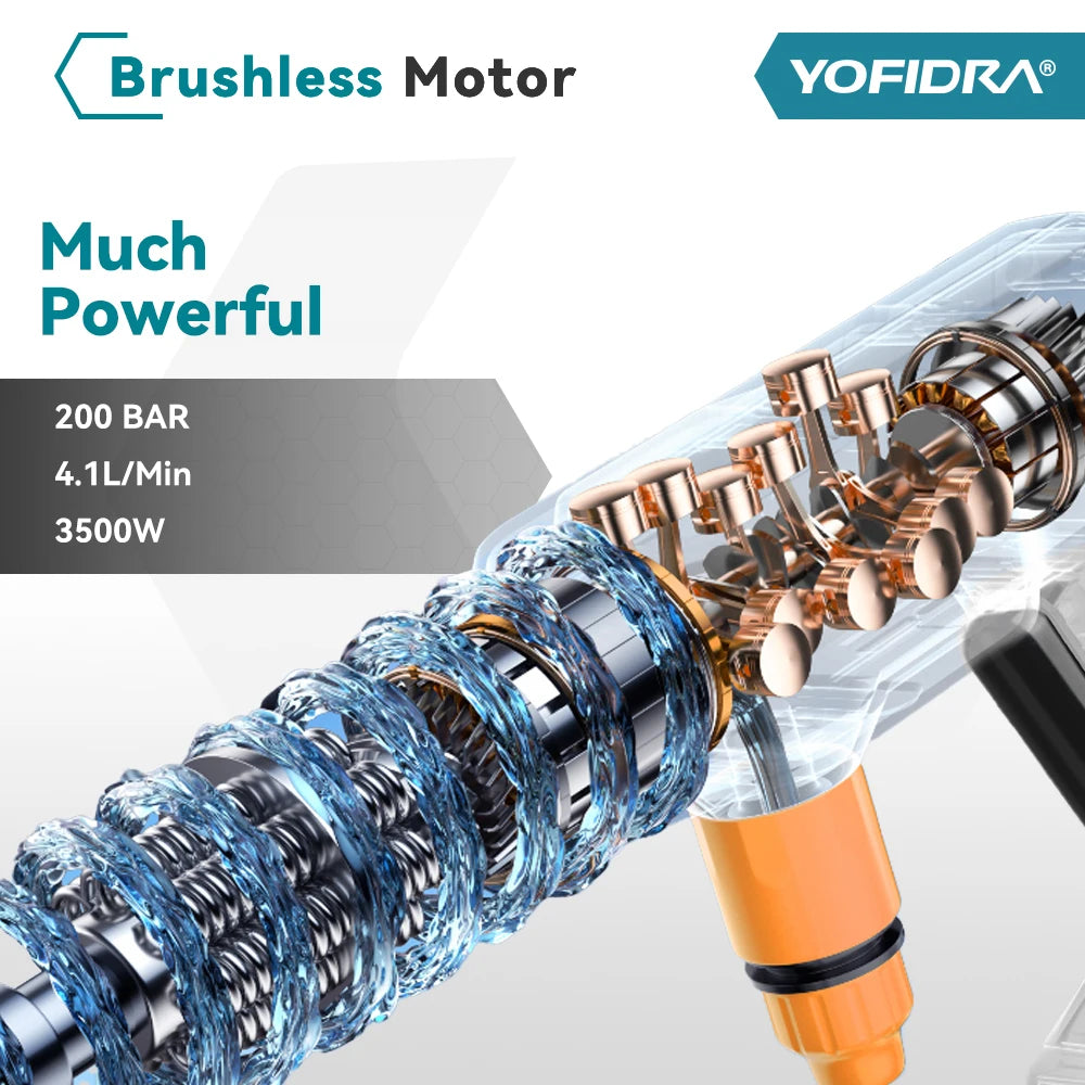 YOFIDRA 200Bar Brushless Electric High Pressure Washer Water Gun 6IN1 Cordless Car Washer Cleaning Garden For Makita Battery Pin - Shoppiline
