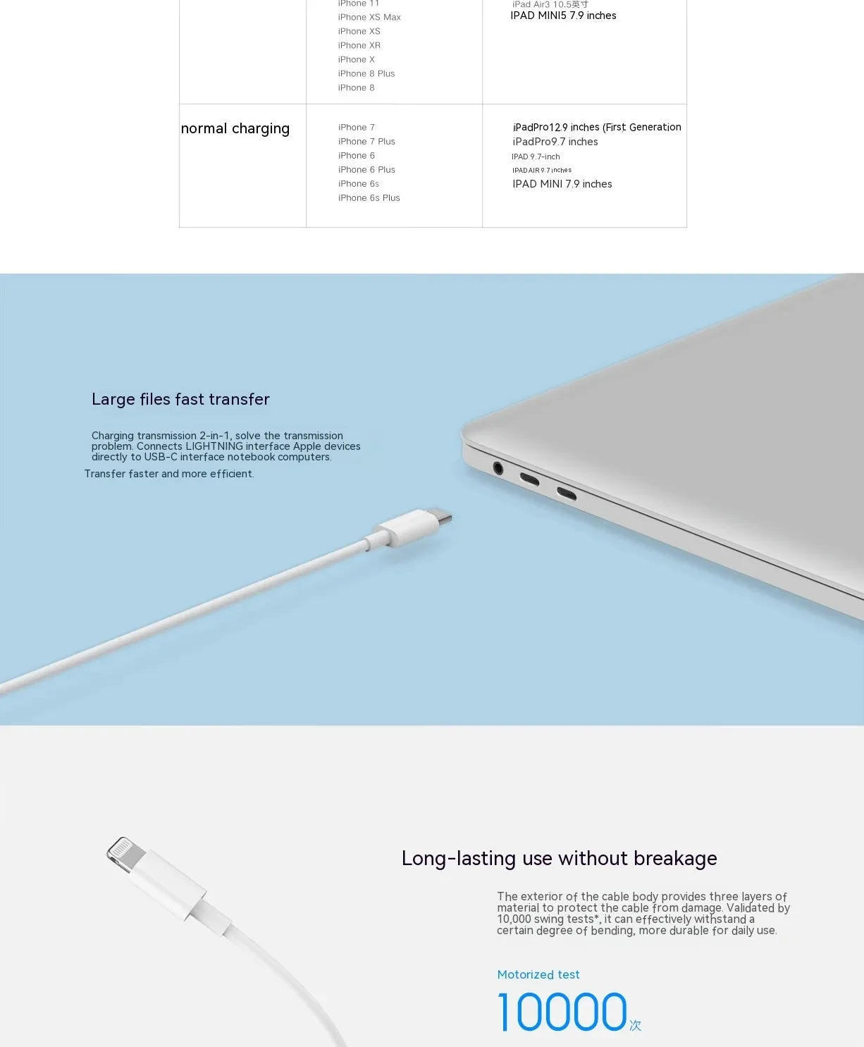Xiao mi PD3.0 20W Lightning Cable Suitable for Apple 14 13 12 11 Pro Max X XR XS 8 7 Fast Charger USB Type-C Phone Accessories