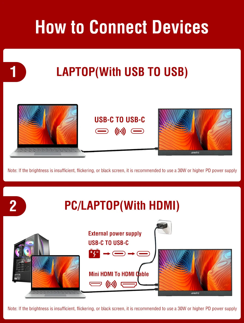 14 Inch Portable  Touch Monitor Non-touch optional 16:10 400cd/m2 Gaming Computer Expand Display For XBox PS4/5 Switch Loptop - Shoppiline
