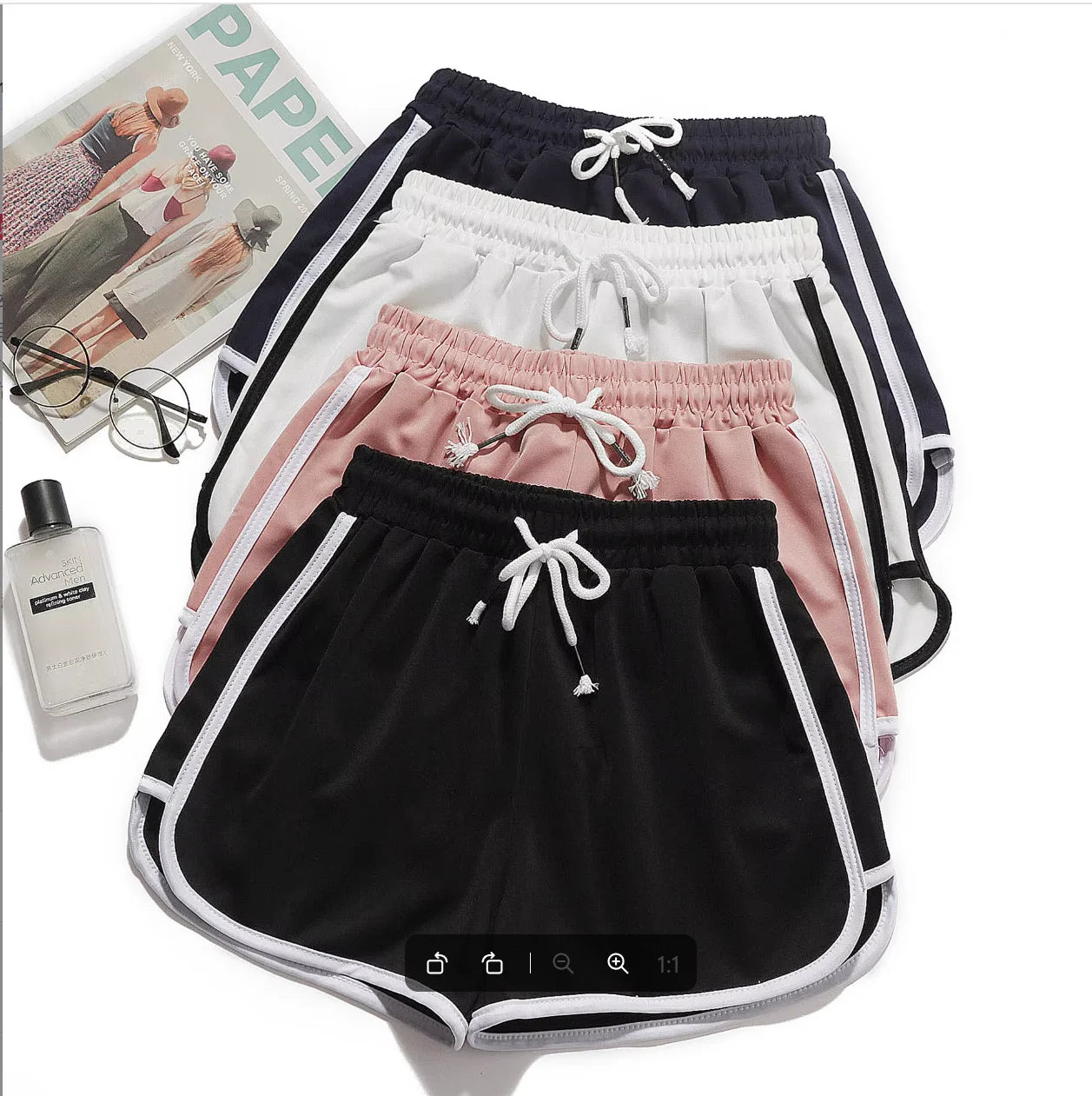 Women yoga Shorts Summer outer wear mid-waist casual loose straight pants lady stylish thin breathable wide leg gym short pants