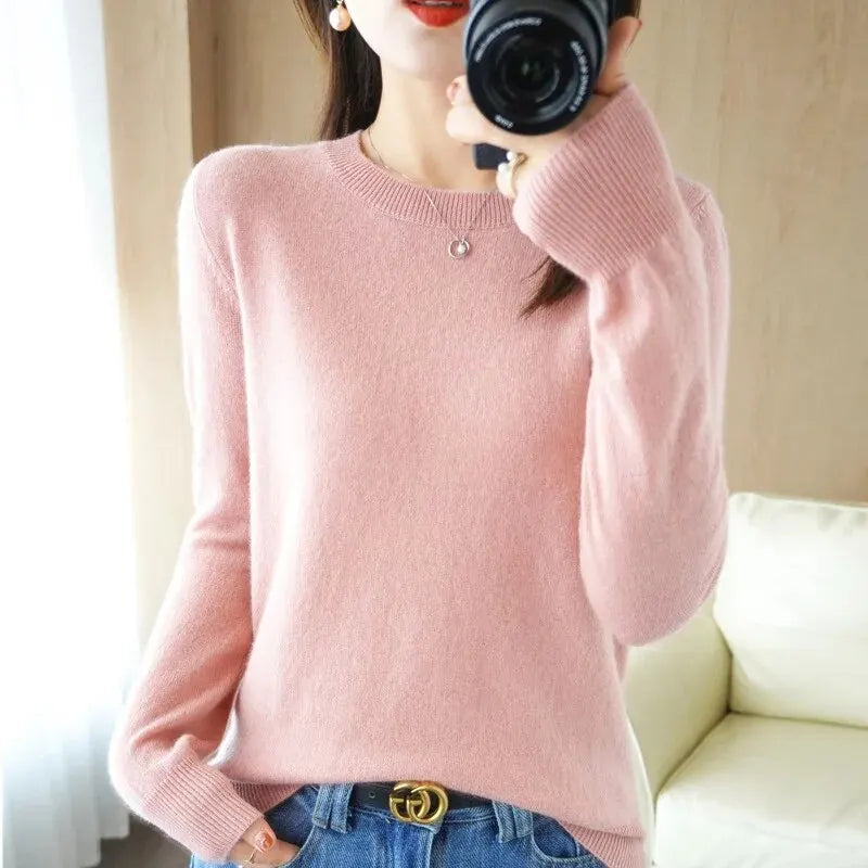 Women Sweater O-neck Autumn Winter BasicPullover Warm Casual Pulls Jumpers Korean FashionSpring Knitwear Bottoming Shirt 2026