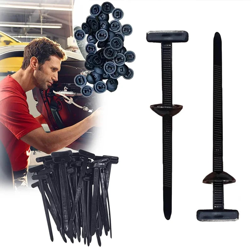 Nylon Universal Cable Tie Buckle-Heavy Duty Zip Ties Holder with Pin & Button Design Plastic Cable Ties Tool Fasteners Car Body