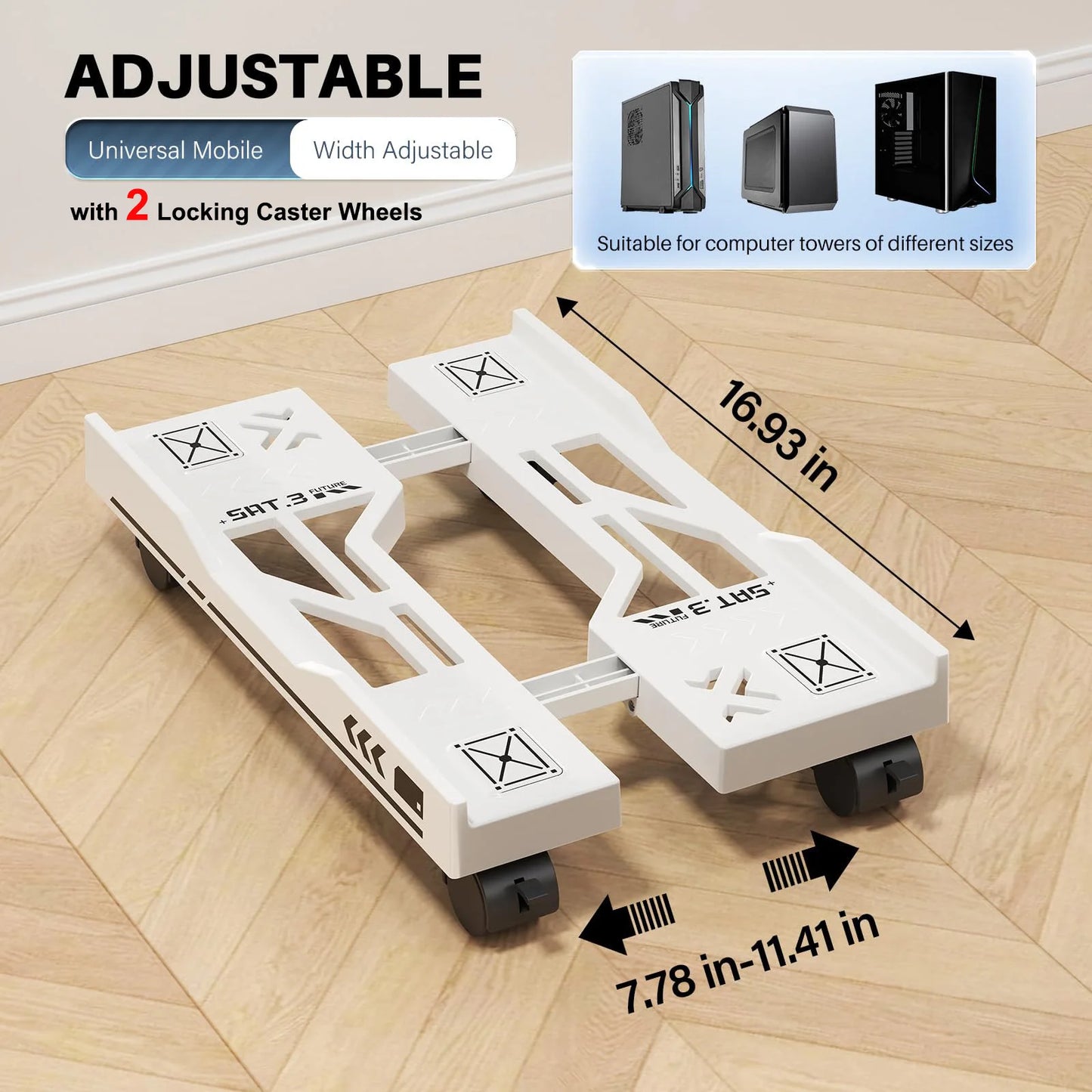 Adjustable Mobile PC Tower Stand with Wheels under Desk CPU Holder Adjustable Stable Mobile Computer Host Stand for Home Office - Shoppiline