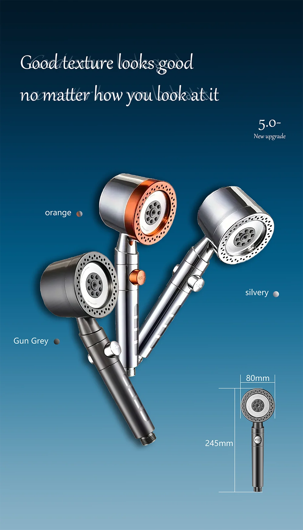 High Pressure Handheld Shower Head with One Button Stop Feature Water Saving Bathroom Accessory Set for Efficient Water Usage