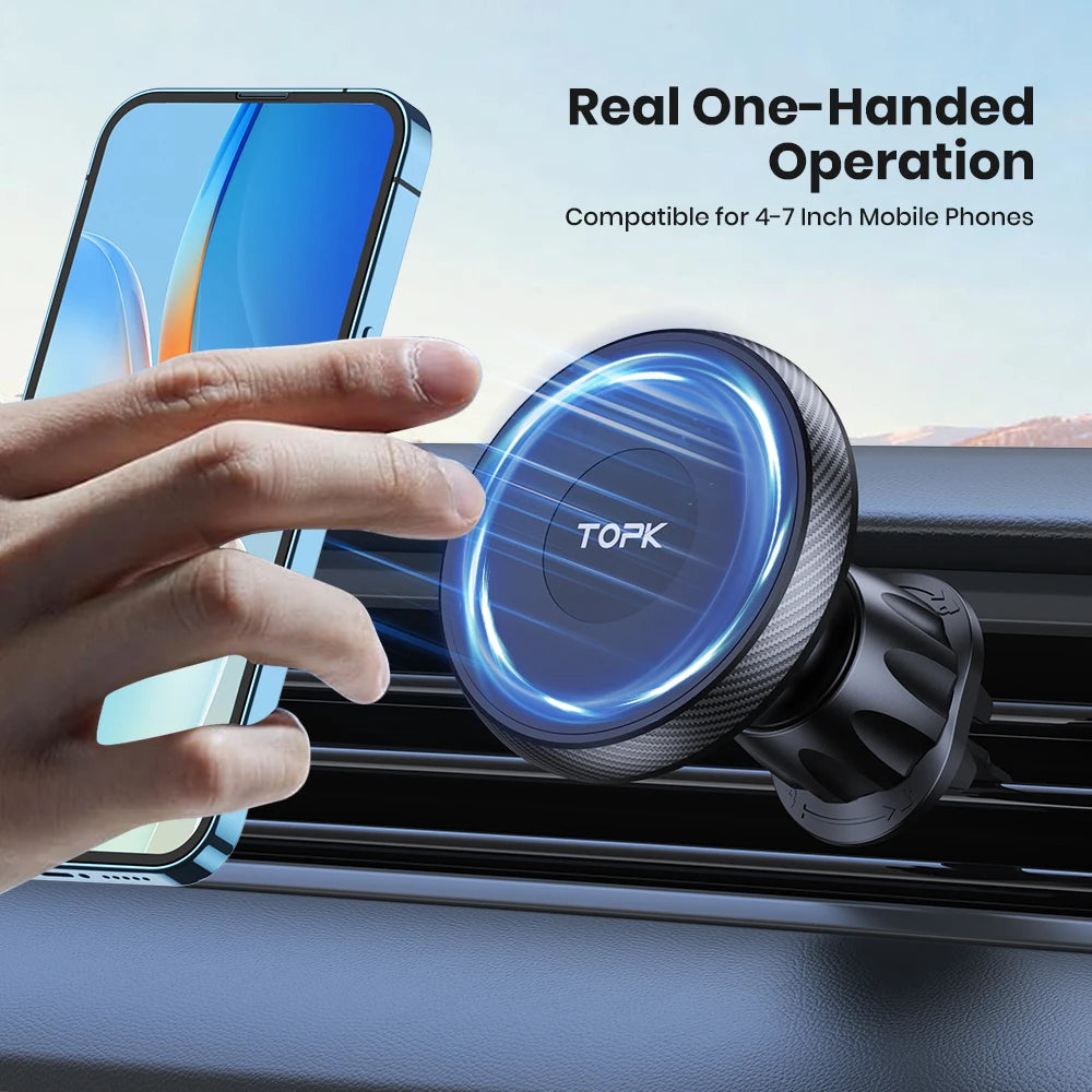 TOPK Universal Car Phone Holder Magnetic for Magsafe 360° Rotation Car Mount for Air Vent & Dashboard Windshield for All Phones - Shoppiline