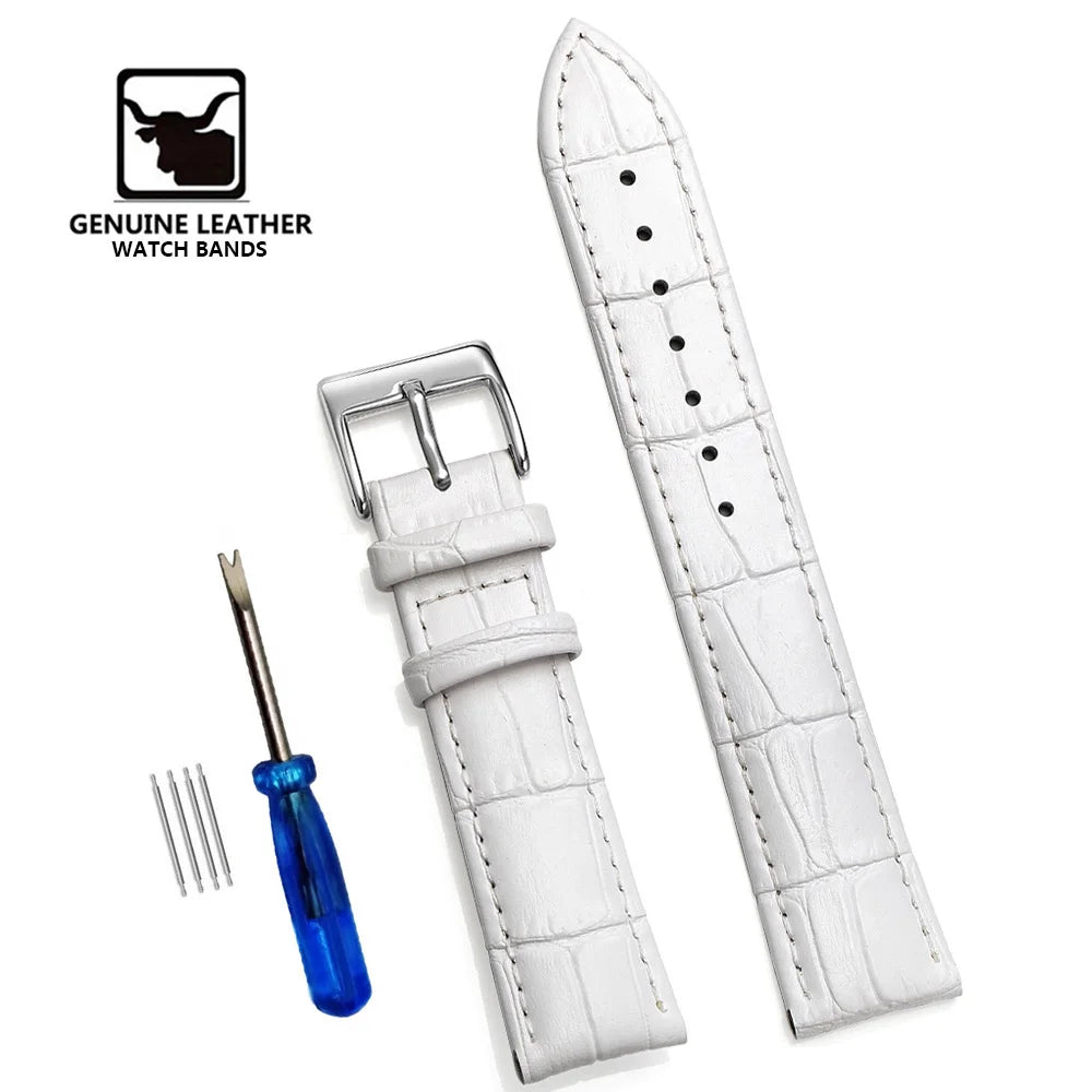 Premium Genuine Leather Watchbands 12/14/16/18/19/20/21/22/24 mm Watch Band Strap High Quality Wrist Belt Bracelet + Tool