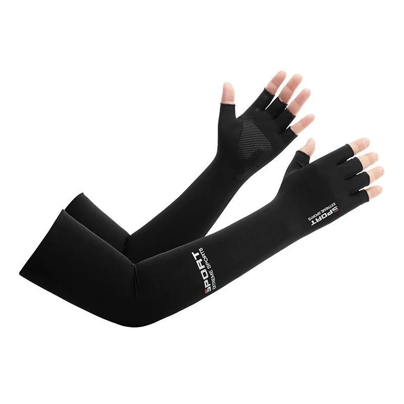 Summer Anti-UV Cooling ‌Ice Silk Arm Sleeves Breathable Stretchy Cover UV Protection Sun Sleeves for Cycling Running Sports