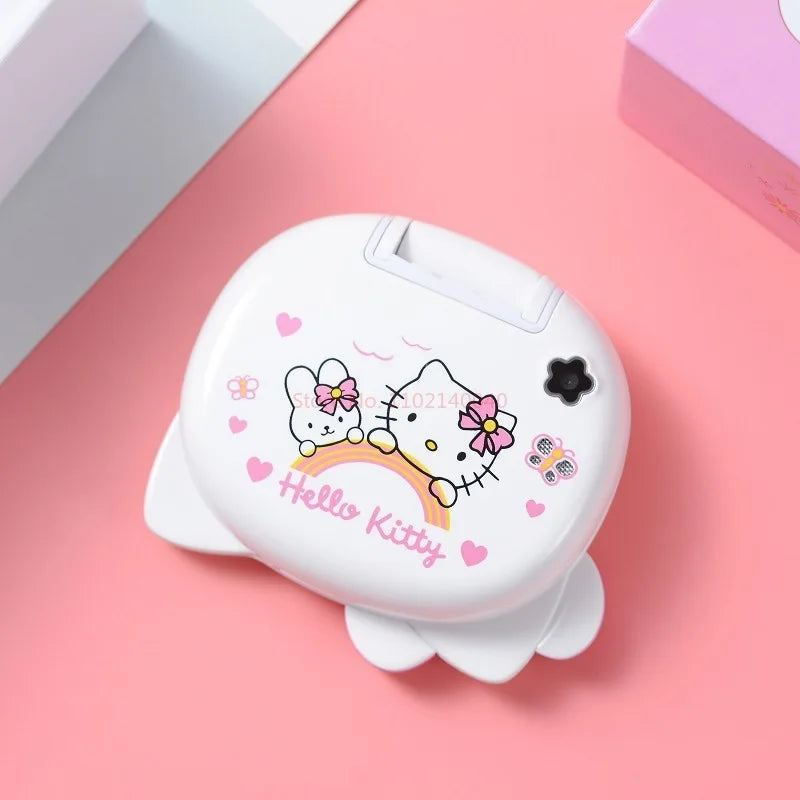 New K688 Hello Kitty Cute Mini Girl Mobile Phone With Flip Cartoon No Lock Children Dual Card Mobile Phone Kids Gift Kawaii Toys
