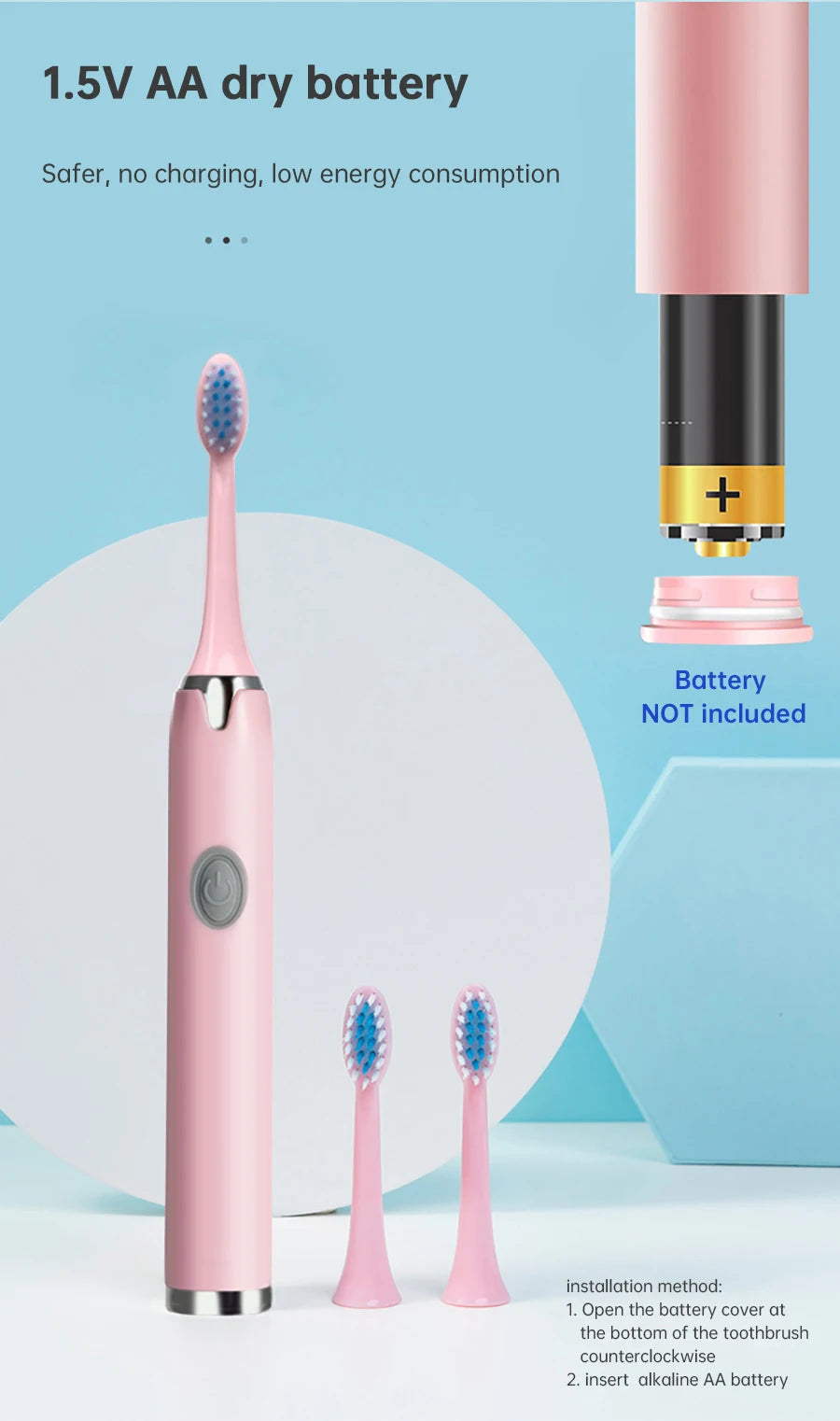 Tongwode Sonic Electric Toothbrush IPX7 Waterproof Adult Couple Home Use Soft Bristle Replaceable With 6 Tooth Brush Heads