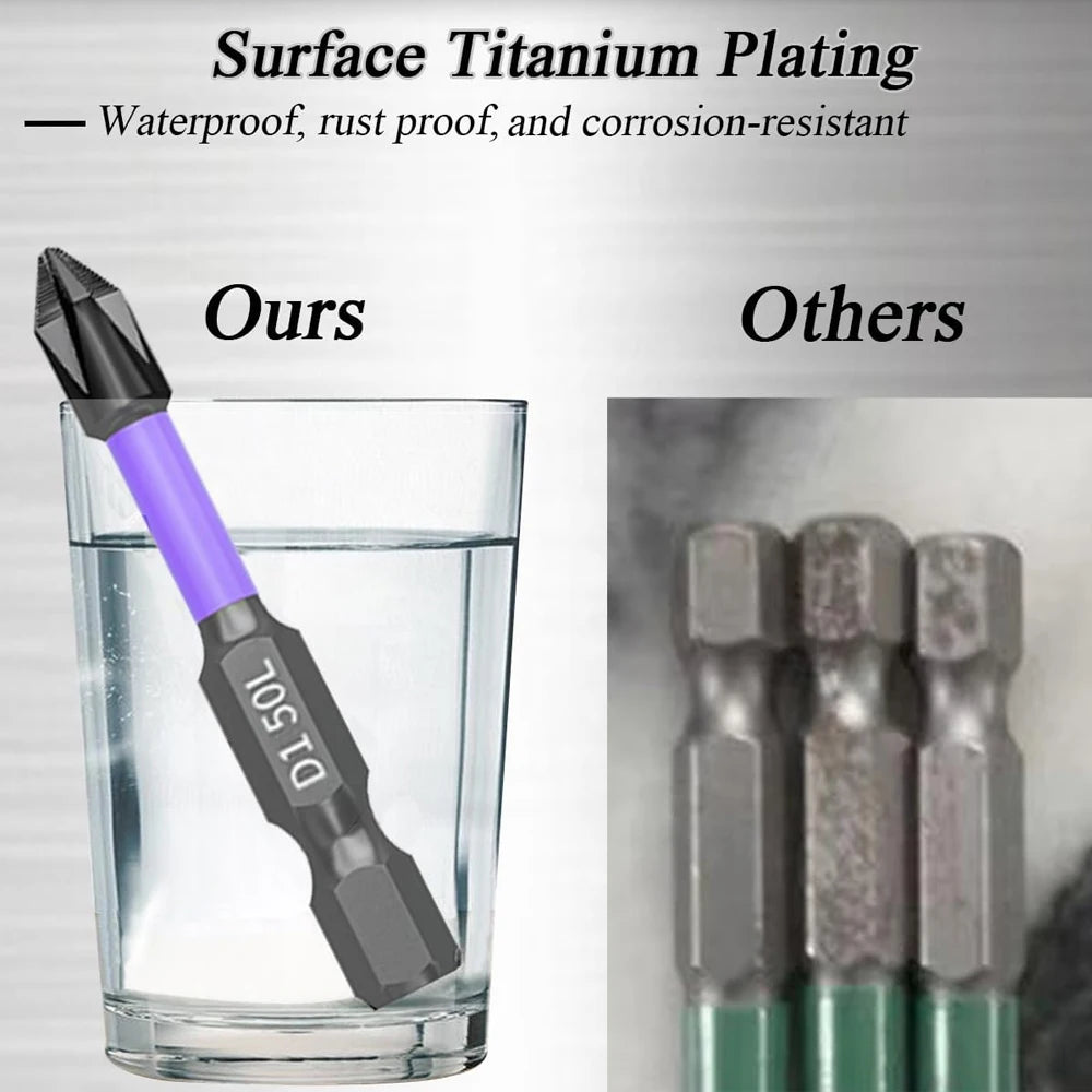 6/12 Embouts de tournevis magnétiques antidérapants antichocs Phillips embouts à chocs tige hexagonale en acier allié adaptés aux outils électriques