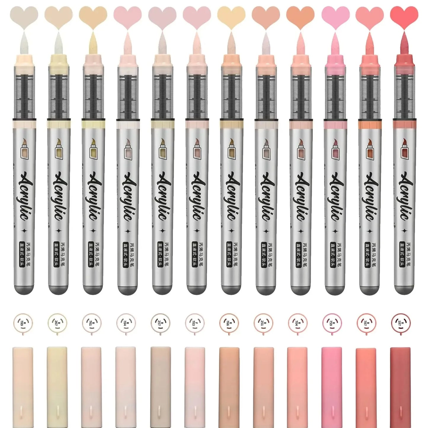 ZEEJOY 120/12/1 Colors Direct Liquid Acrylic Marker Pens Waterproof Pen Soft Brush Nib for Manga School Art Supplies Stationery