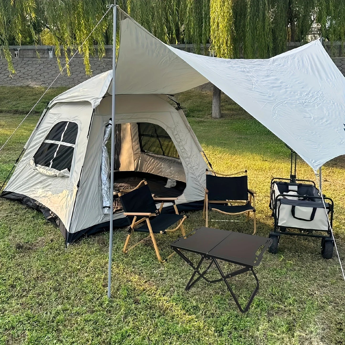 Portable Folding Camping Table,Stainless Steel Outdoor Dining Table,Compact Design for Camping,Beach, BBQ,and Hiking (Foldable)