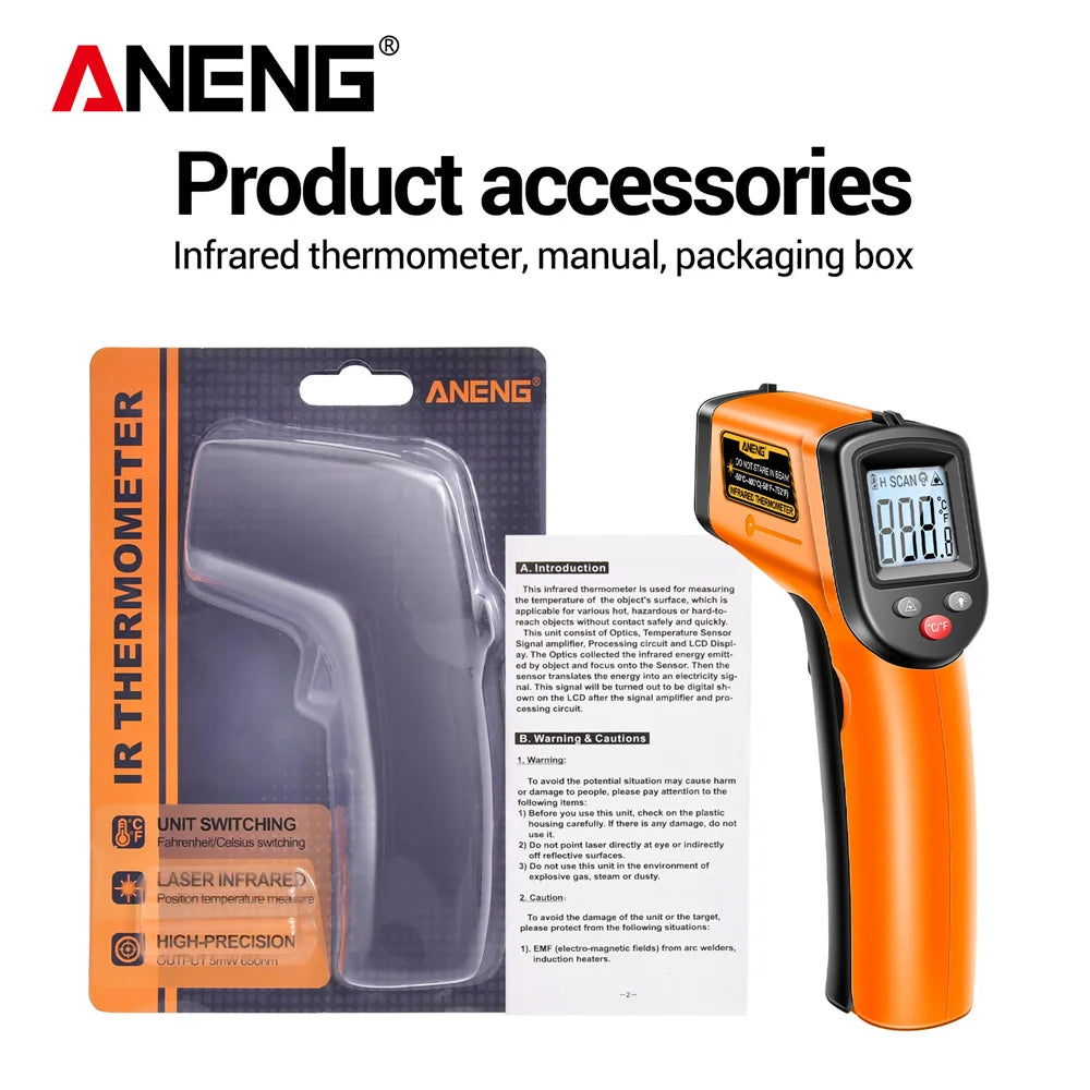 ANENG TH201 Thermometer Celsius Display Digital Infrared Thermometer Highly Sensitive Non-contact Temperature Measuring Gun Tool - Shoppiline