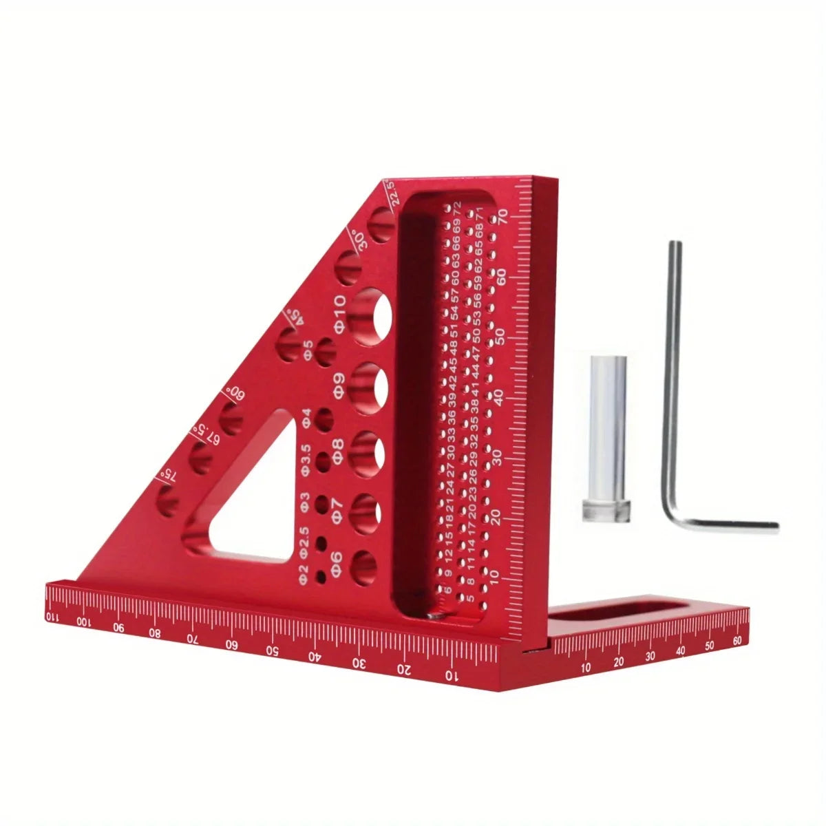 3D Multi-Angle Metric/Inch Measuring Ruler, 45/90 Degree Aluminum Alloy Square Protractor, High Precision Layout Measuring Tool - Shoppiline