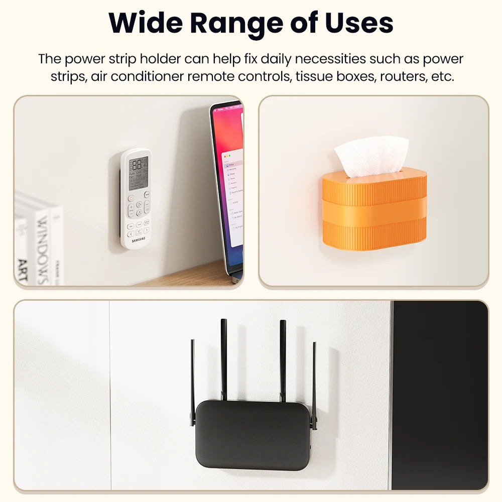 Toocki Power Strip Holder 1/2/3 Pcs Desk Charging Cable Organizer Wall-hanging Plug Fixer Self-Adhesive Storage Holders for Room