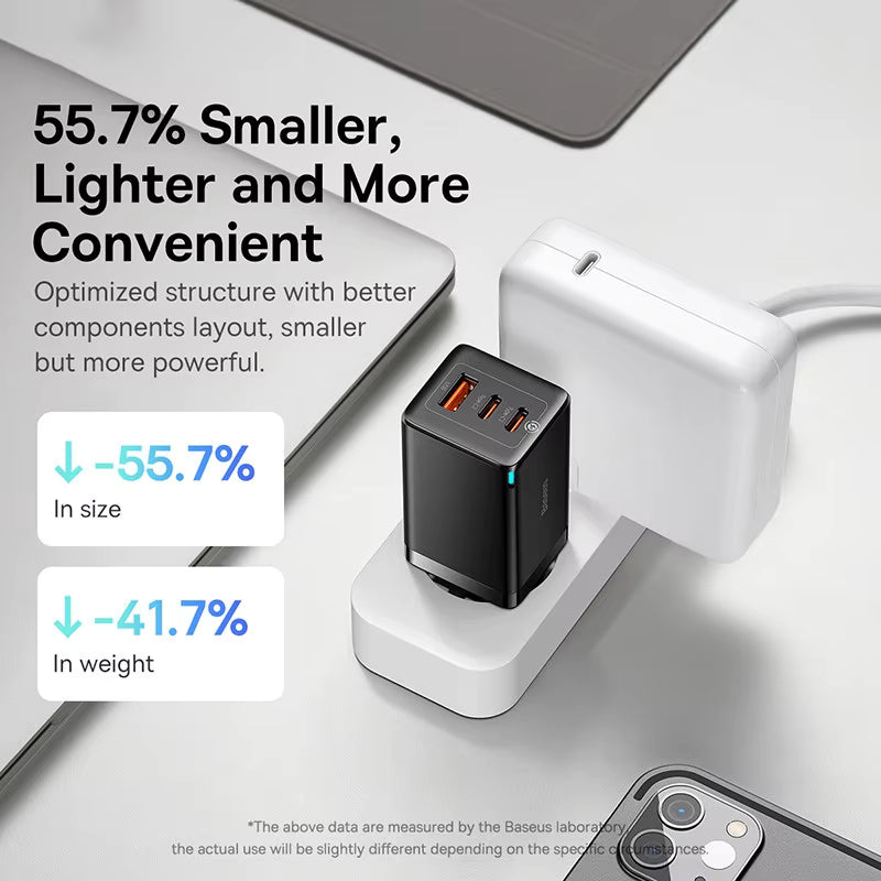 Baseus 65W GaN Charger Quick Charge Type C PD QC Charger USB Charger Portable Fast Charger For Laptop iPhone 17 16 15 14 13 Pro - Shoppiline
