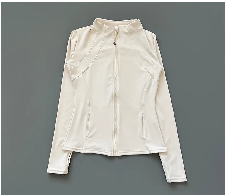 Veste de Fitness à Col Montant Séchage Rapide pour Femme, Coupe Cintrée, Fermeture Éclair, Vêtement de Yoga, Manches Longues, Respirant, Course à Pied, Sport, Cyclisme