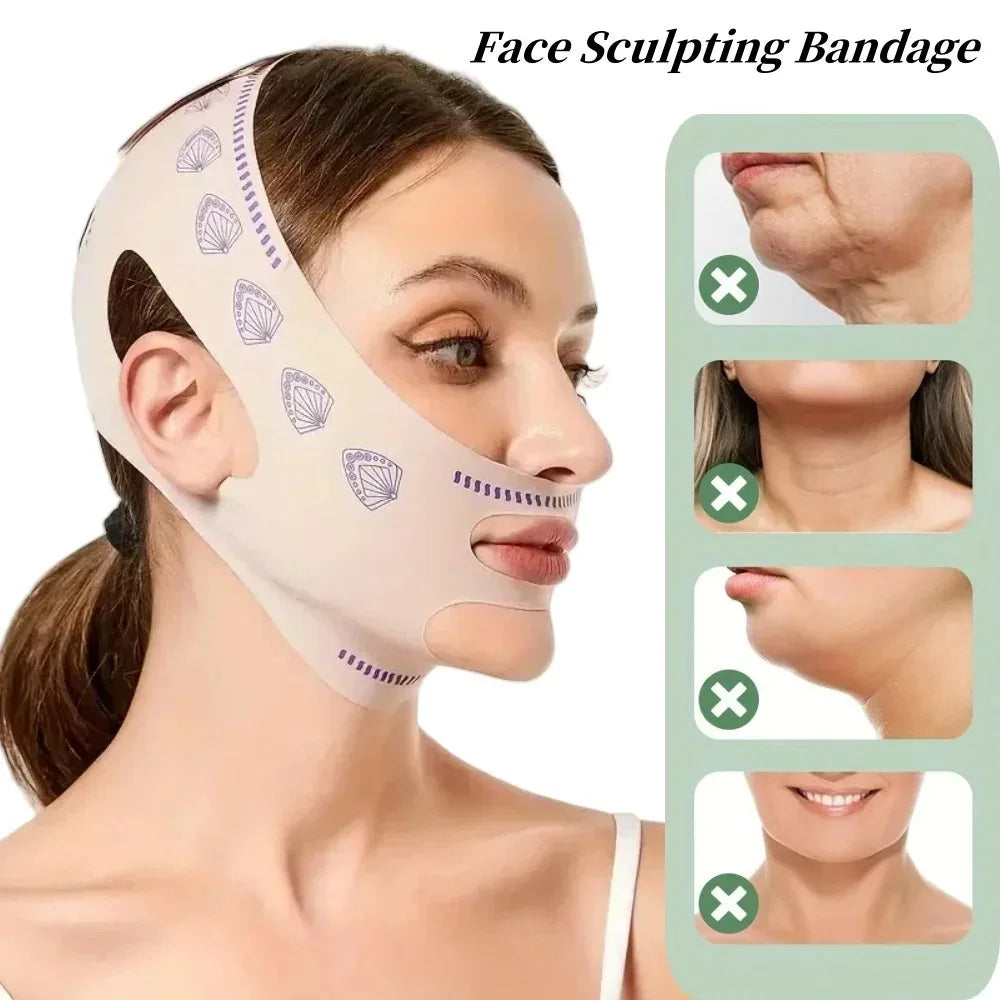 1 masque liftant réglable en V, bandage de remodelage du visage respirant et confortable réutilisable pour la réduction du double menton, le raffermissement, cadeau